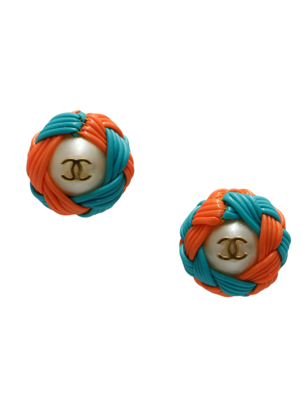 Clips vintage CHANEL perles et plastique