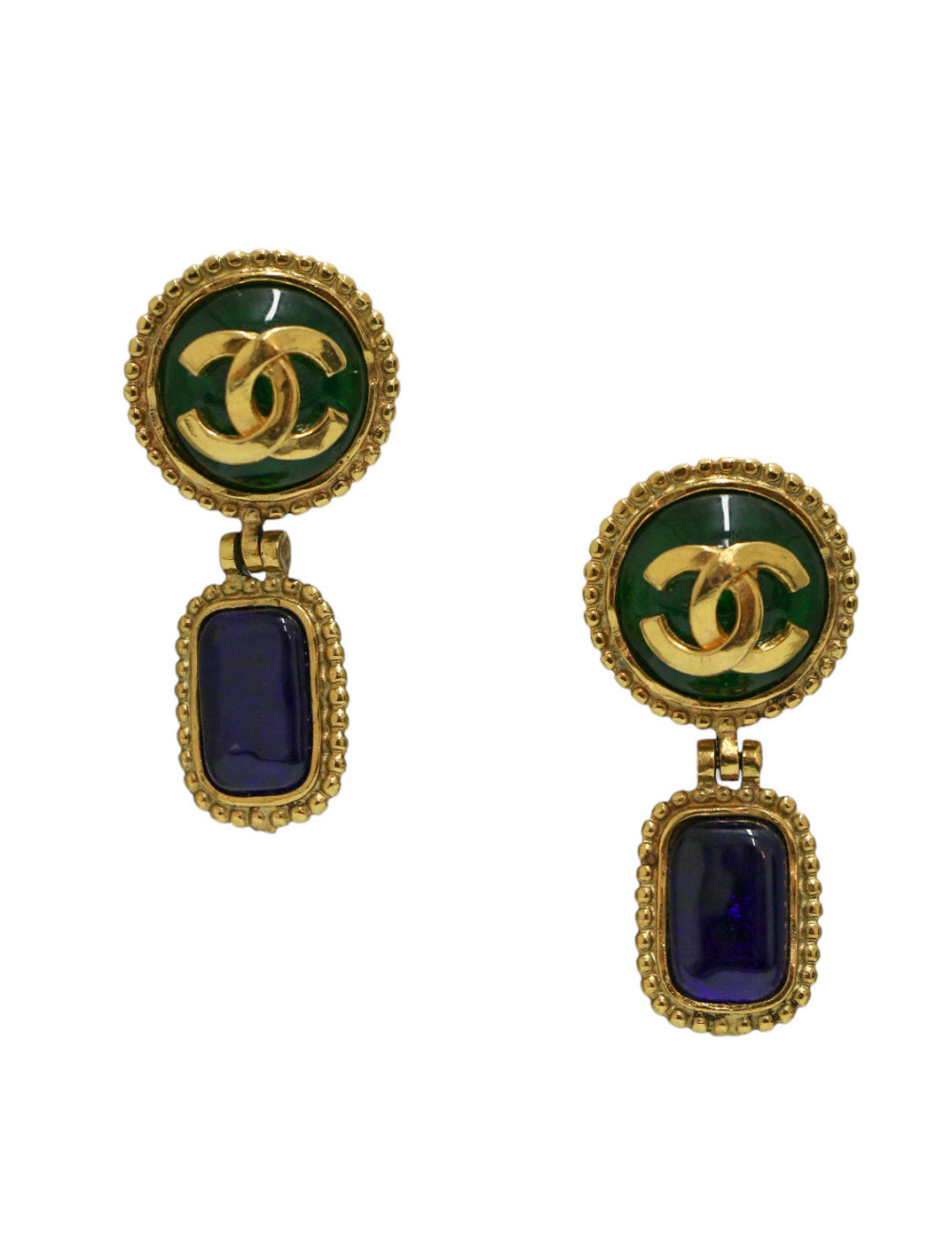 Clips CHANEL pâte de verre Vintage