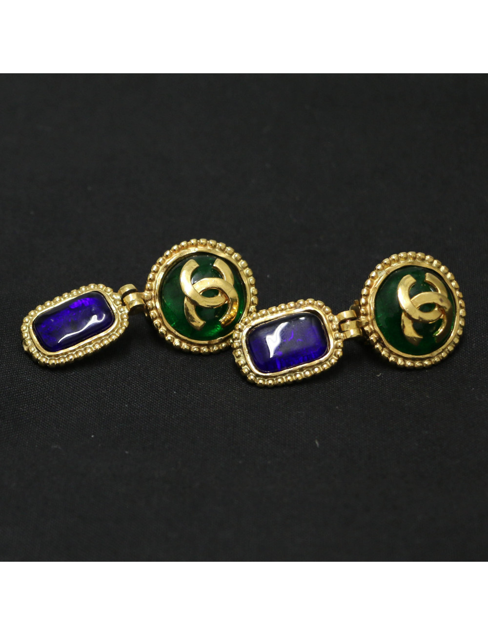 Clips CHANEL pâte de verre Vintage