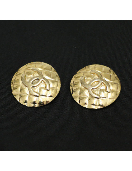 Clips CHANEL matelassé doré Vintage