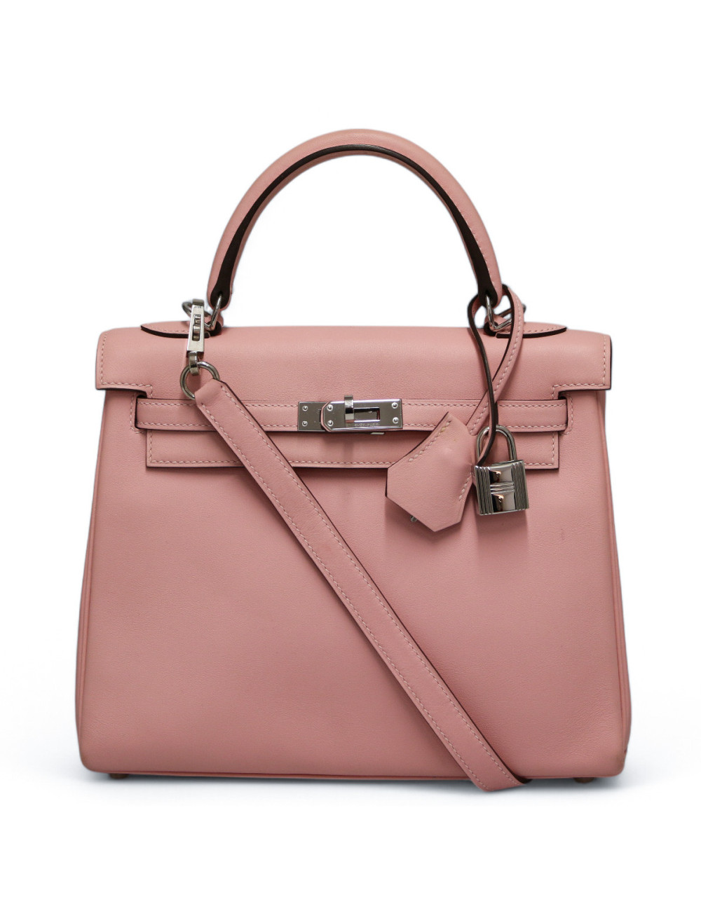 Sac HERMES Kelly 25 rose Sakura cuir swift