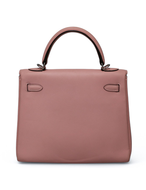 Sac HERMES Kelly 25 rose Sakura cuir swift