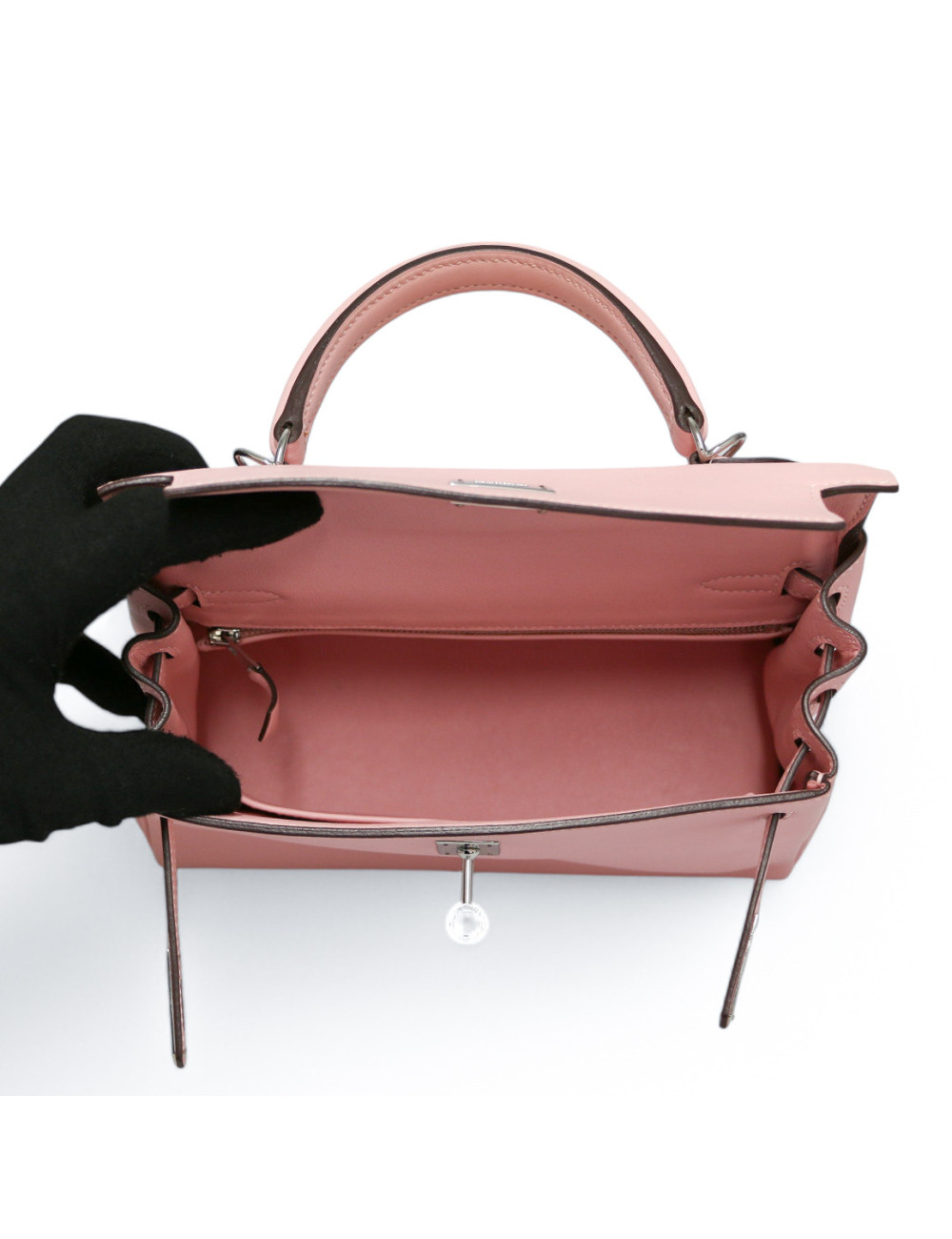 Sac HERMES Kelly 25 rose Sakura cuir swift