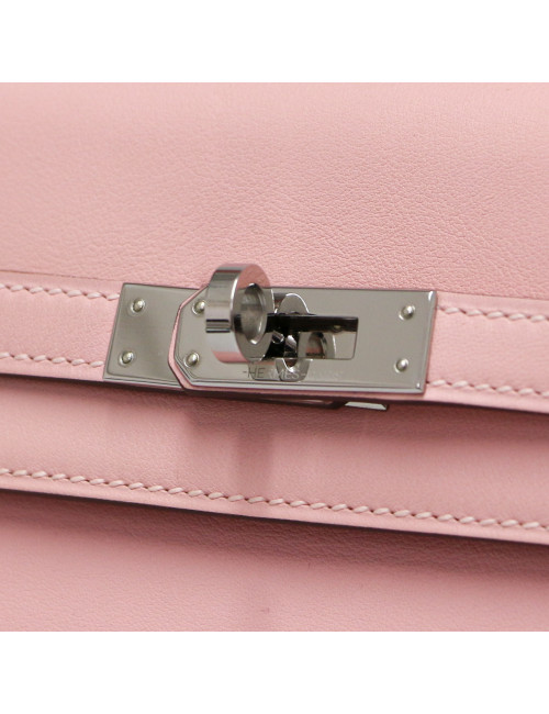 Sac HERMES Kelly 25 rose Sakura cuir swift