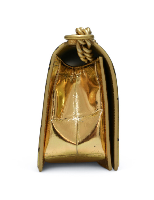 Sac Boy CHANEL doré Graffiti façon croco embossé