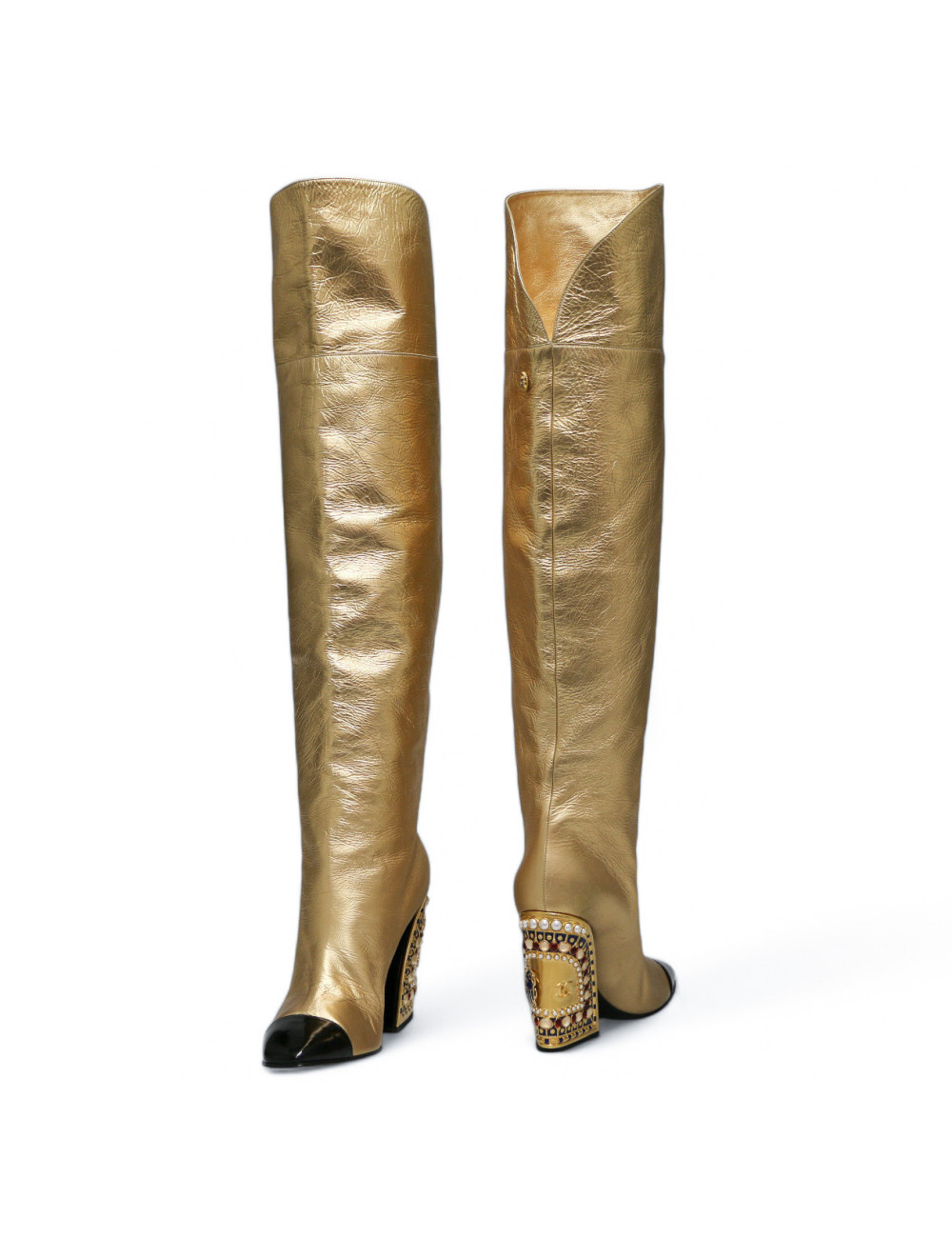 Robe pull T 38 CHANEL laine noire et blanche imprimé géométrique