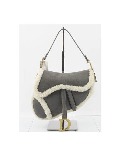 Sac saddle mouton DIOR gris