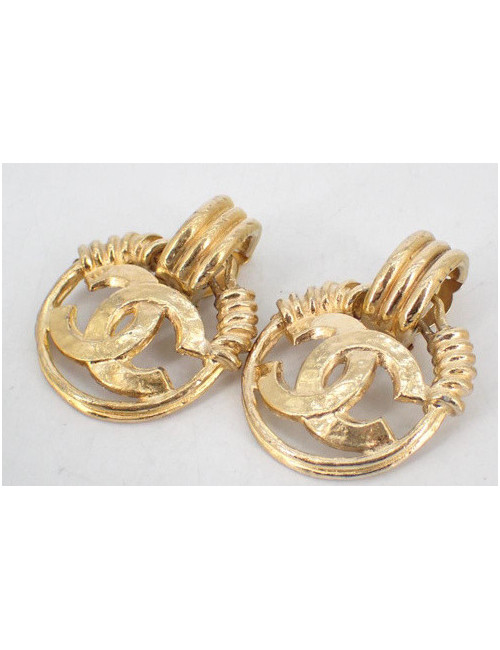 Boucles d'oreille CHANEL vintage dorées