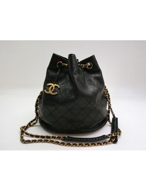 Sac bourse Chanel matelassé noir : magnifique sac Chanel vintage