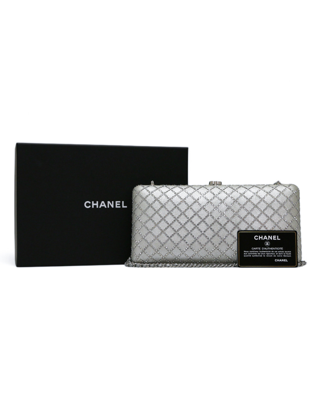 Sac du soir CHANEL strass argenté