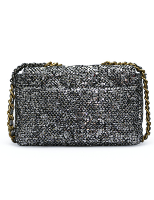 Sac 19 CHANEL laine grise  sequins