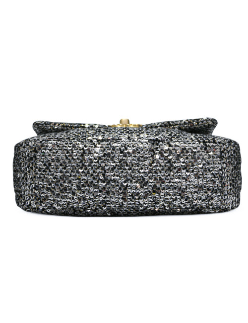 Sac 19 CHANEL laine grise  sequins