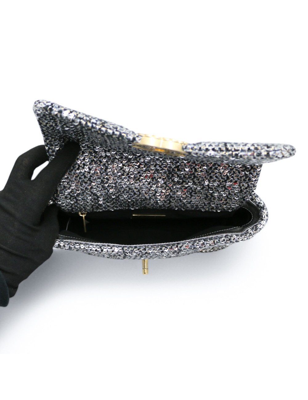 Sac 19 CHANEL laine grise  sequins