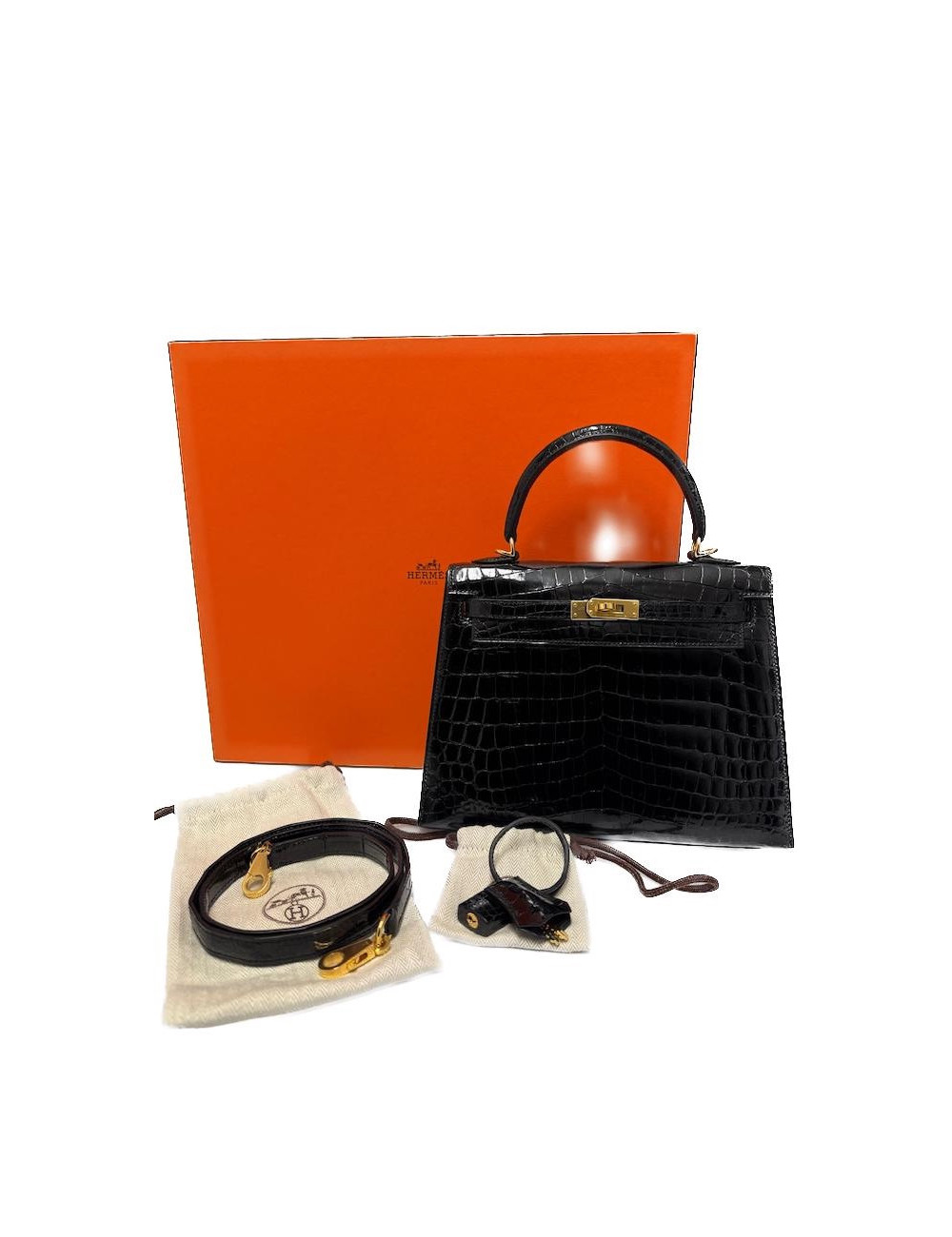 Kelly 25 HERMES sellier crocodile niloticus occasion certifiée