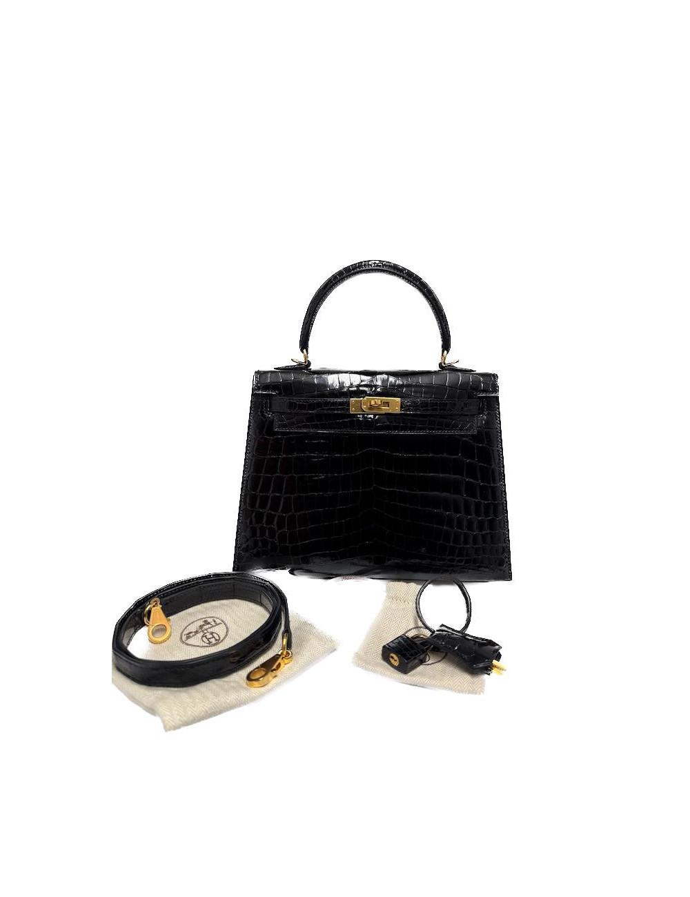 Kelly 25 HERMES sellier crocodile niloticus occasion certifiée