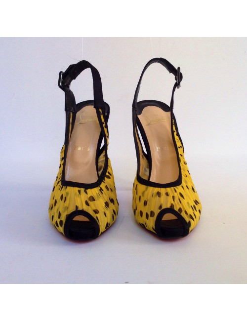 Escarpins LOUBOUTIN T 40 jaunes à pois