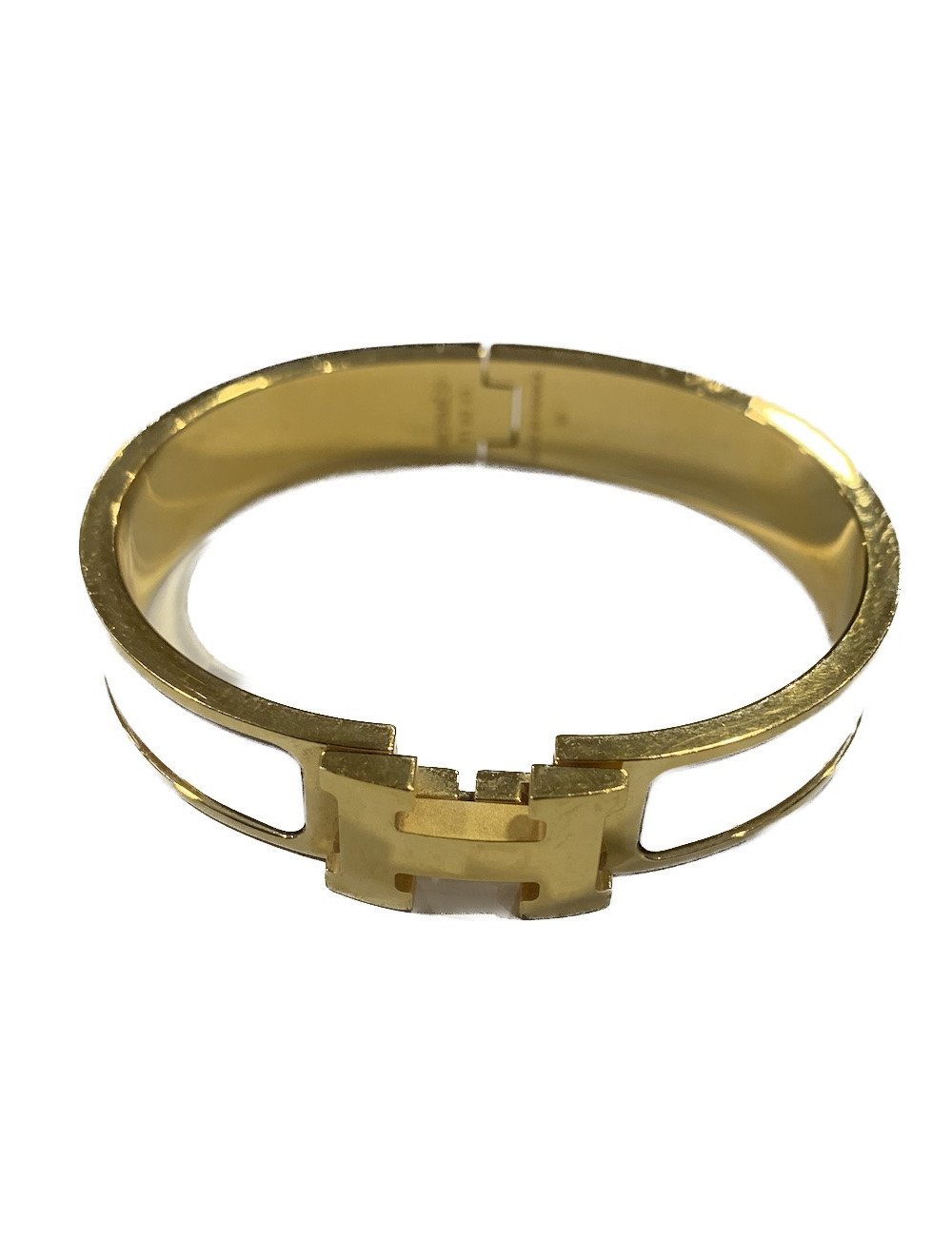 Bracelet H HERMES émaillé blanc PM