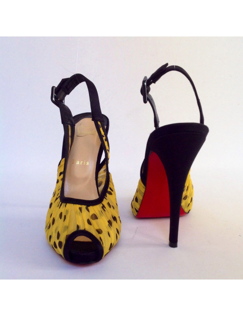 Escarpins LOUBOUTIN T 40 jaunes à pois