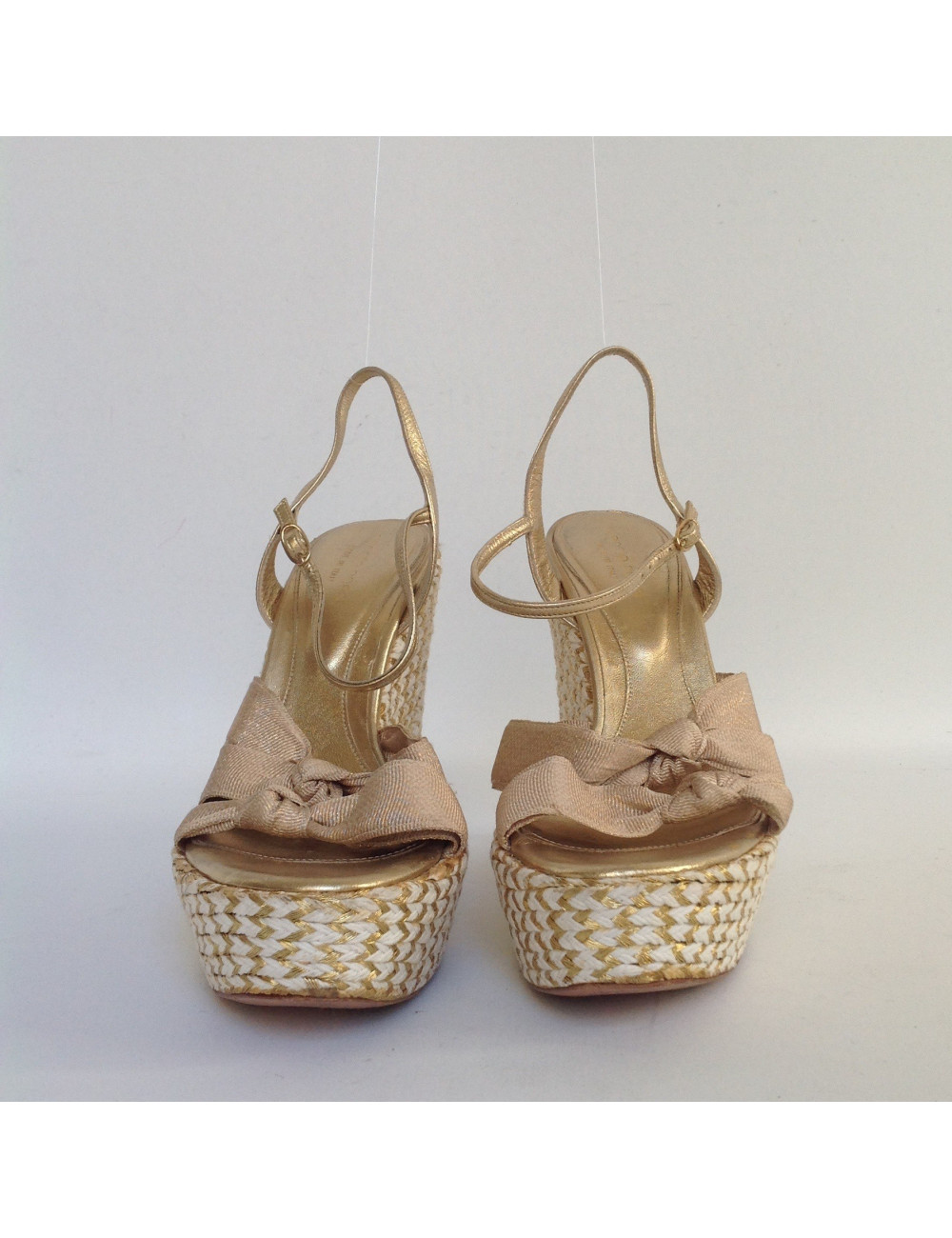 sandales compensées SERGIO ROSSI T 38 cordes dorées