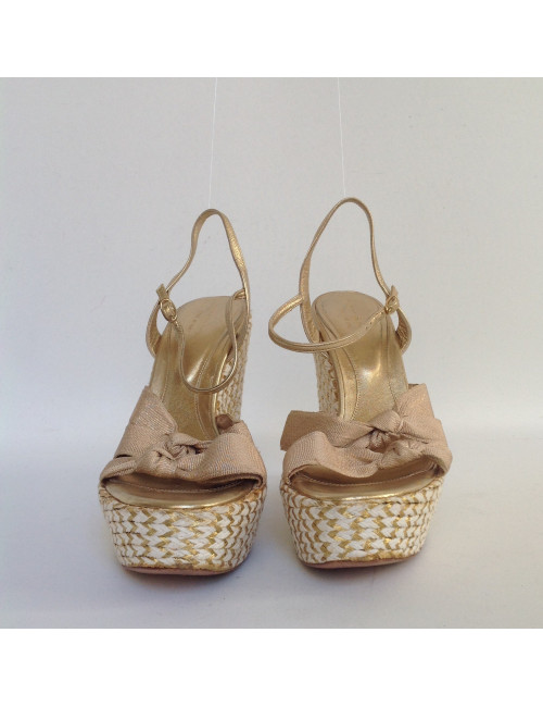 sandales compensées SERGIO ROSSI T 38 cordes dorées