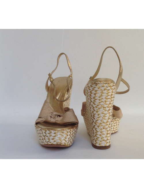 sandales compensées SERGIO ROSSI T 38 cordes dorées