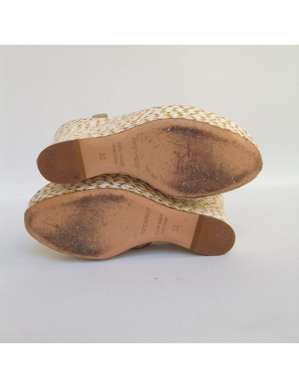 sandales compensées SERGIO ROSSI T 38 cordes dorées