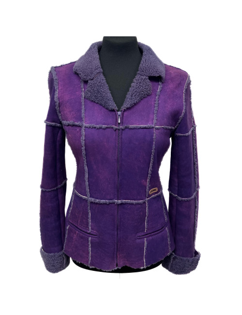 Veste CHANEL peau retournée violette T36