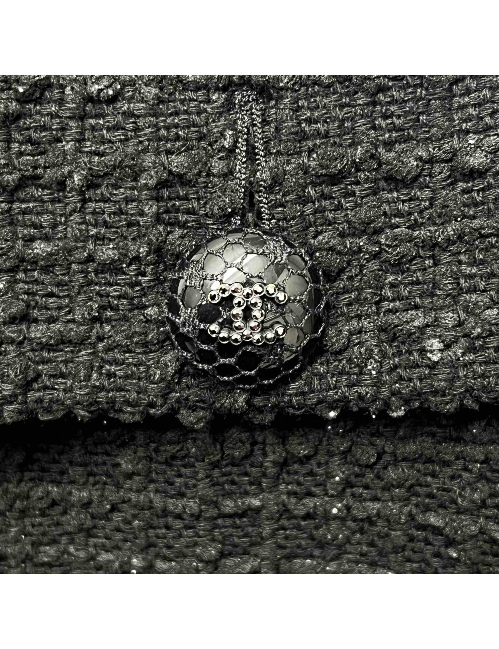 Veste longue CHANEL T 38 tweed  fils d'argent