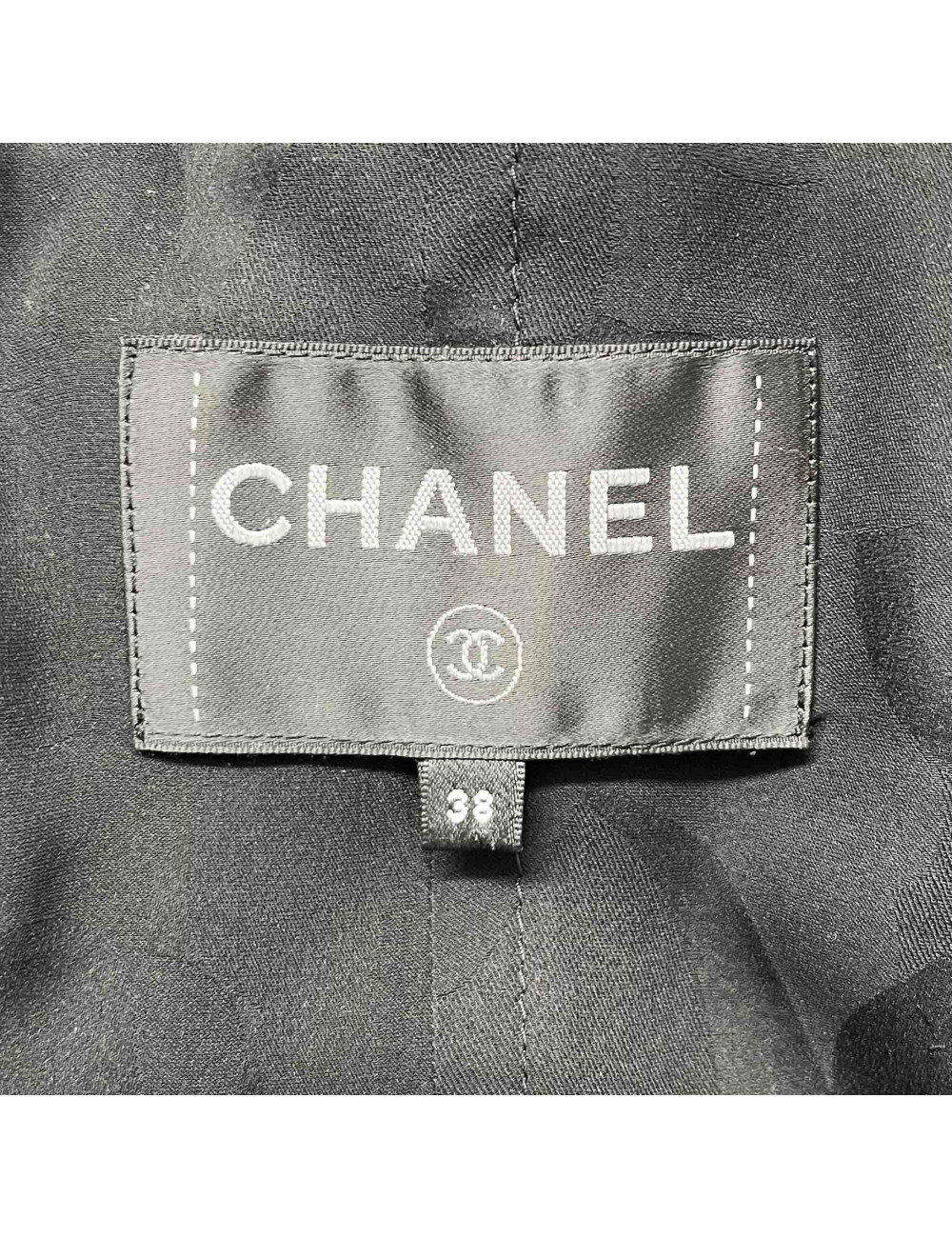 Veste longue CHANEL T 38 tweed  fils d'argent