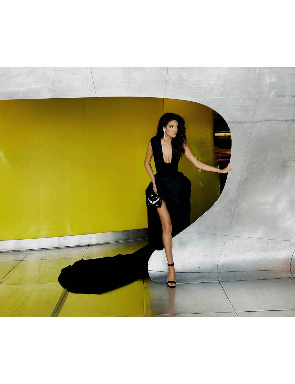 Jupe Hermès T40 à longue traîne noire : occasion certifiée authentique