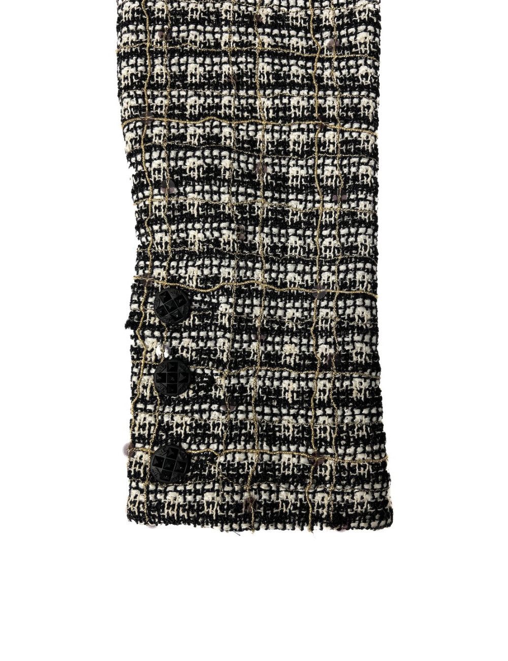 Veste CHANEL longue T36 croisée fils d'or