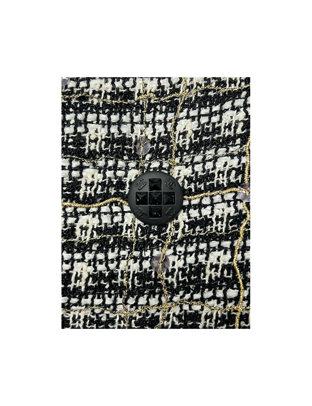 Veste CHANEL longue T36 croisée fils d'or