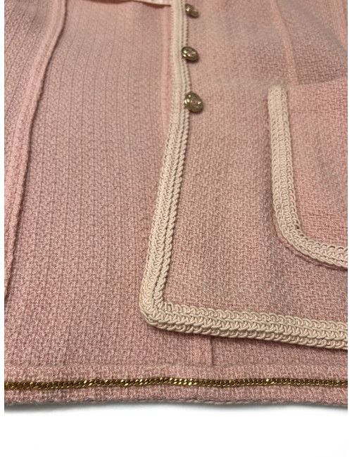 Magnifique veste Chanel rose tweed T42 : livraison express disponible