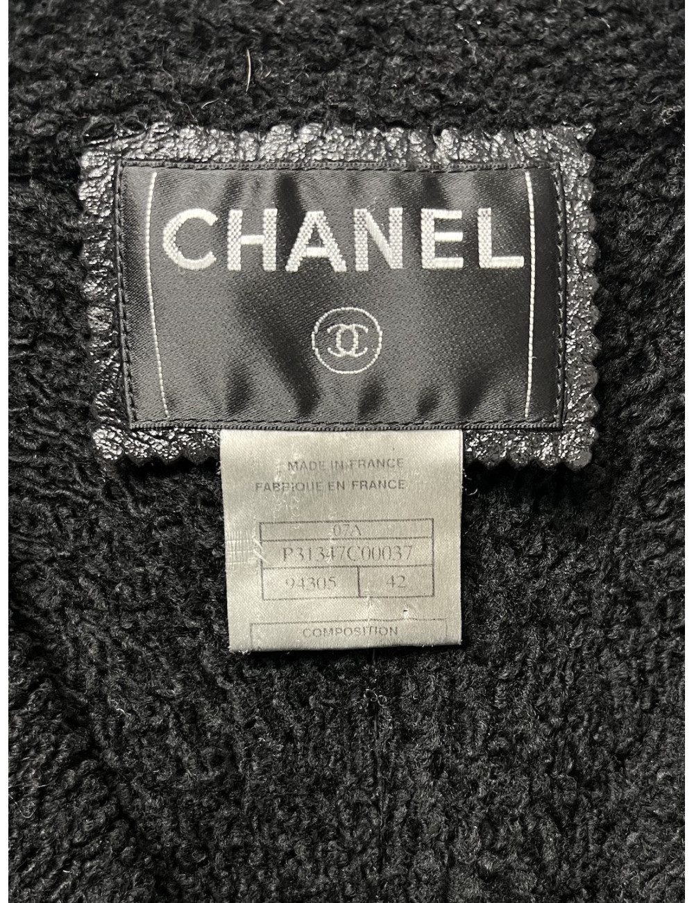 Caban Chanel agneau noir en taille 42 : occasion certifiée authentique