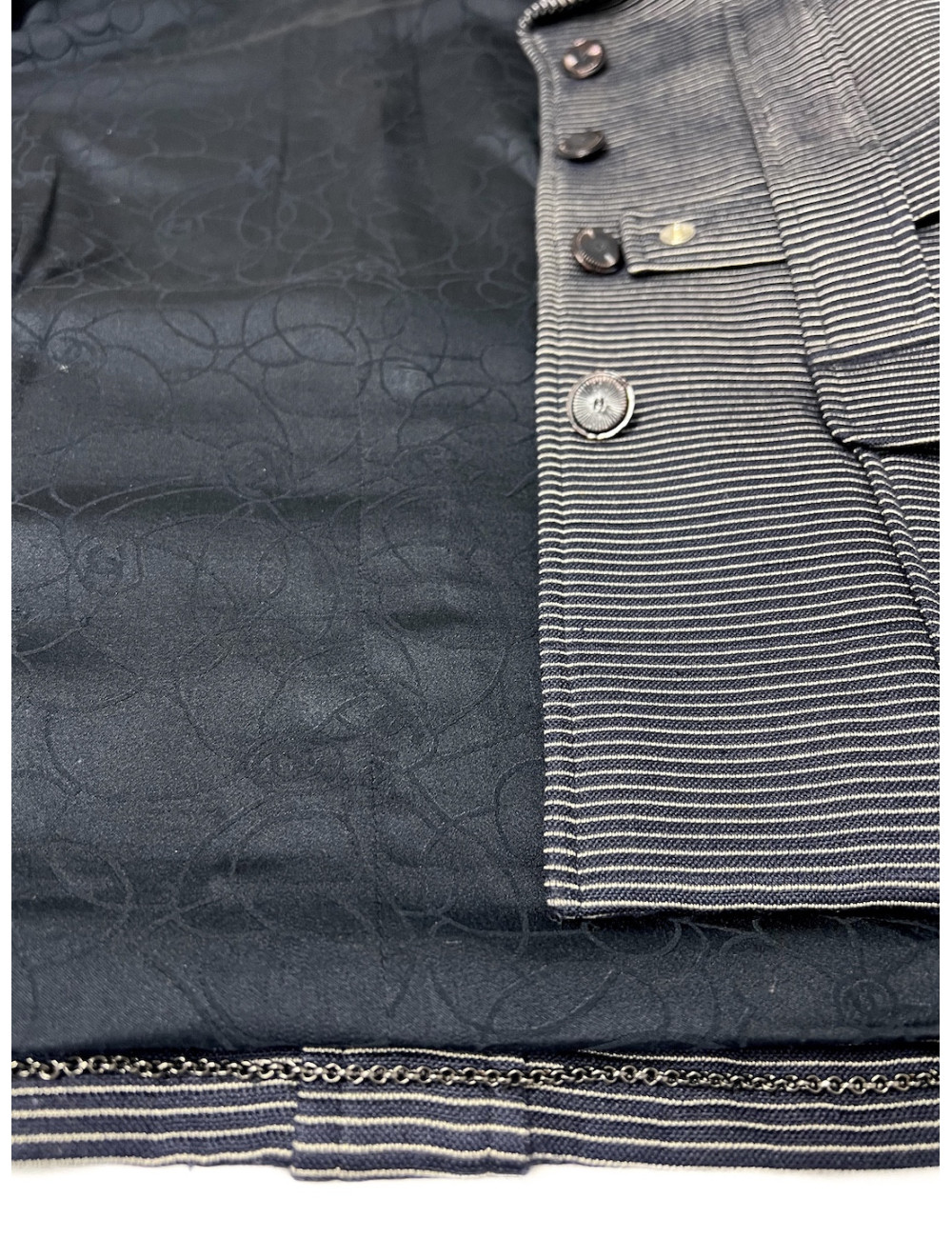 Veste CHANEL bleu marine T42 rayé