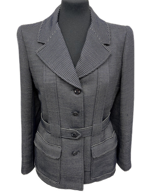 Veste CHANEL bleu marine T42 rayé