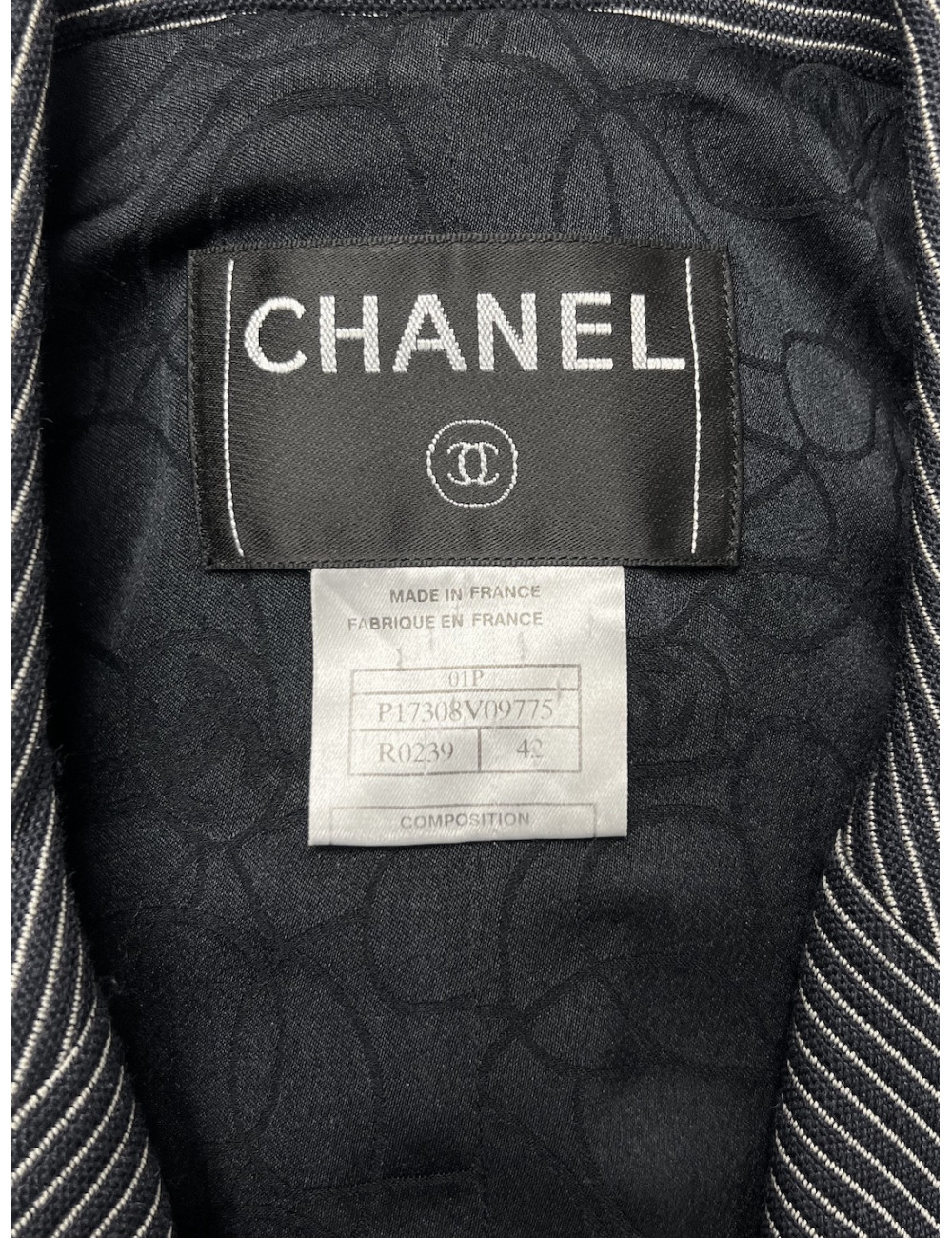 Veste CHANEL bleu marine T42 rayé