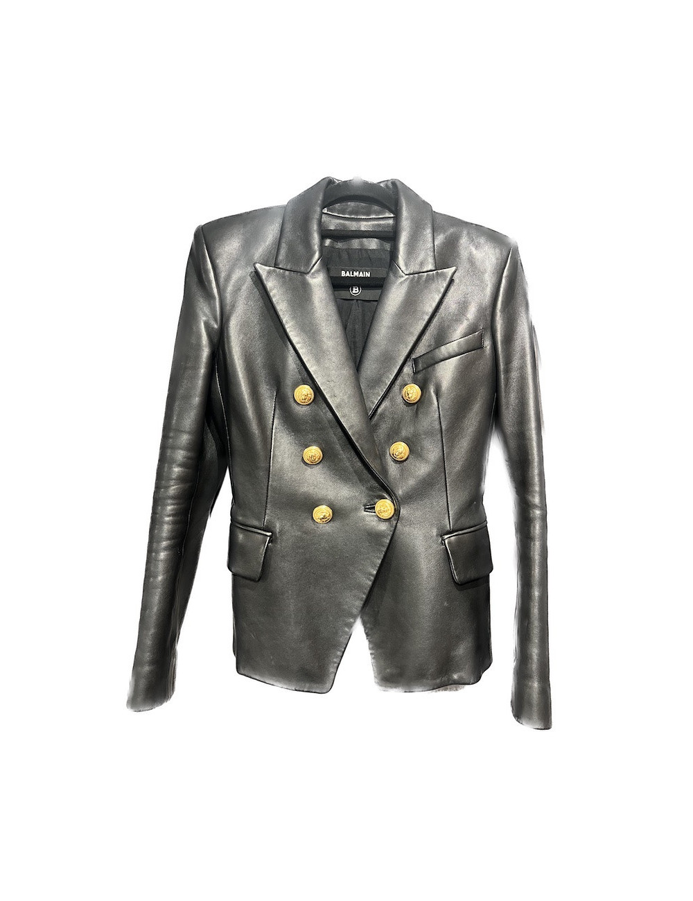 Veste BALMAIN T38 cuir lisse noir