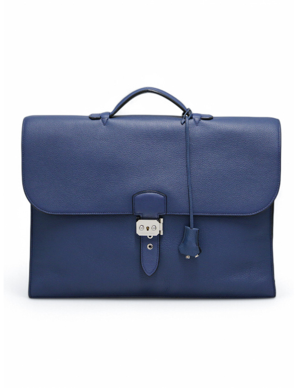 Sac à dépêches HERMES Taurillon Clémence bleu