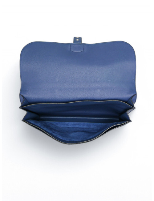 Sac à dépêches Hermès Taurillon Clémence bleu : livraison avec suivi