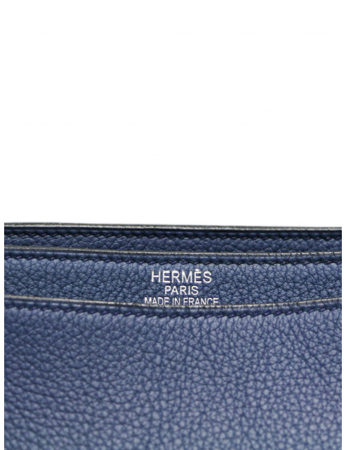 Sac à dépêches Hermès Taurillon Clémence bleu : livraison avec suivi