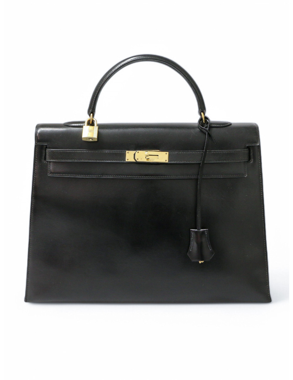Sac Kelly box 35 Hermes noir vintage