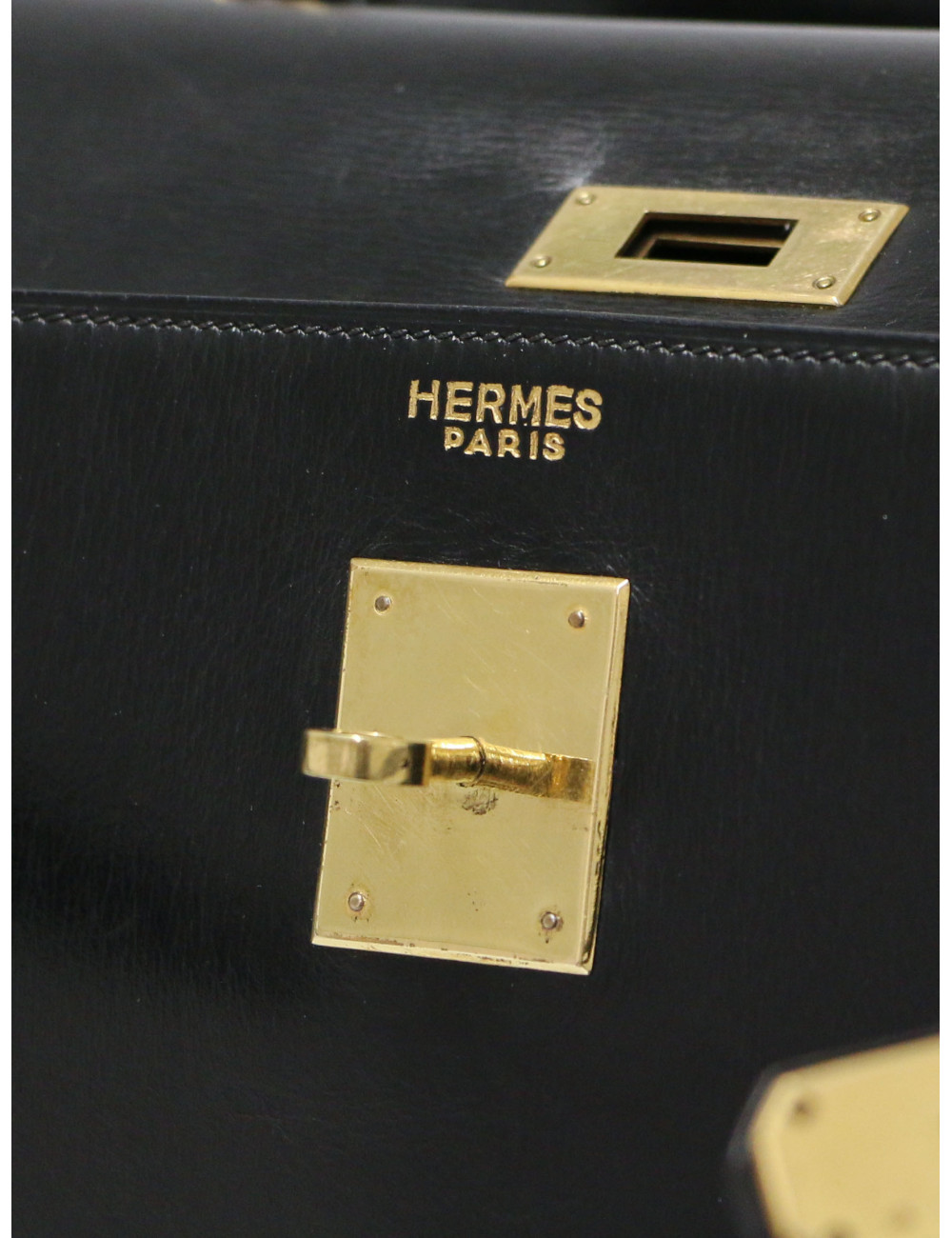 kelly box 35 Hermes noir vintage