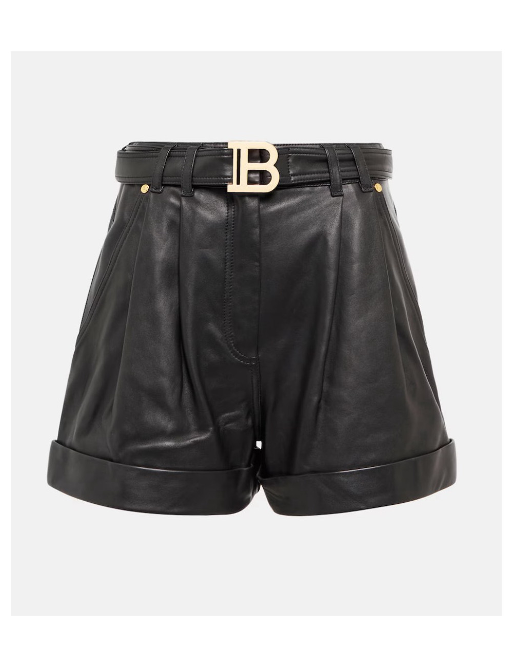 Short BALMAIN cuir d'agneau noir
