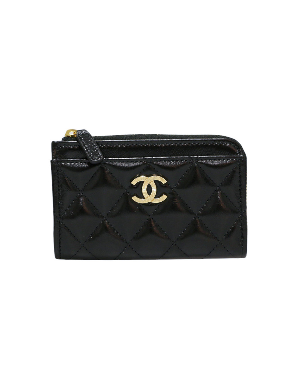 Porte cartes CHANELnoir semi brillant