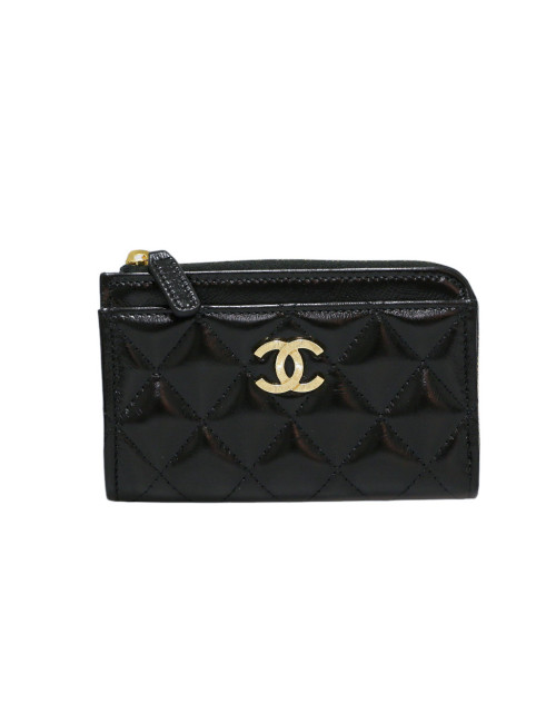 Porte cartes CHANELnoir semi brillant