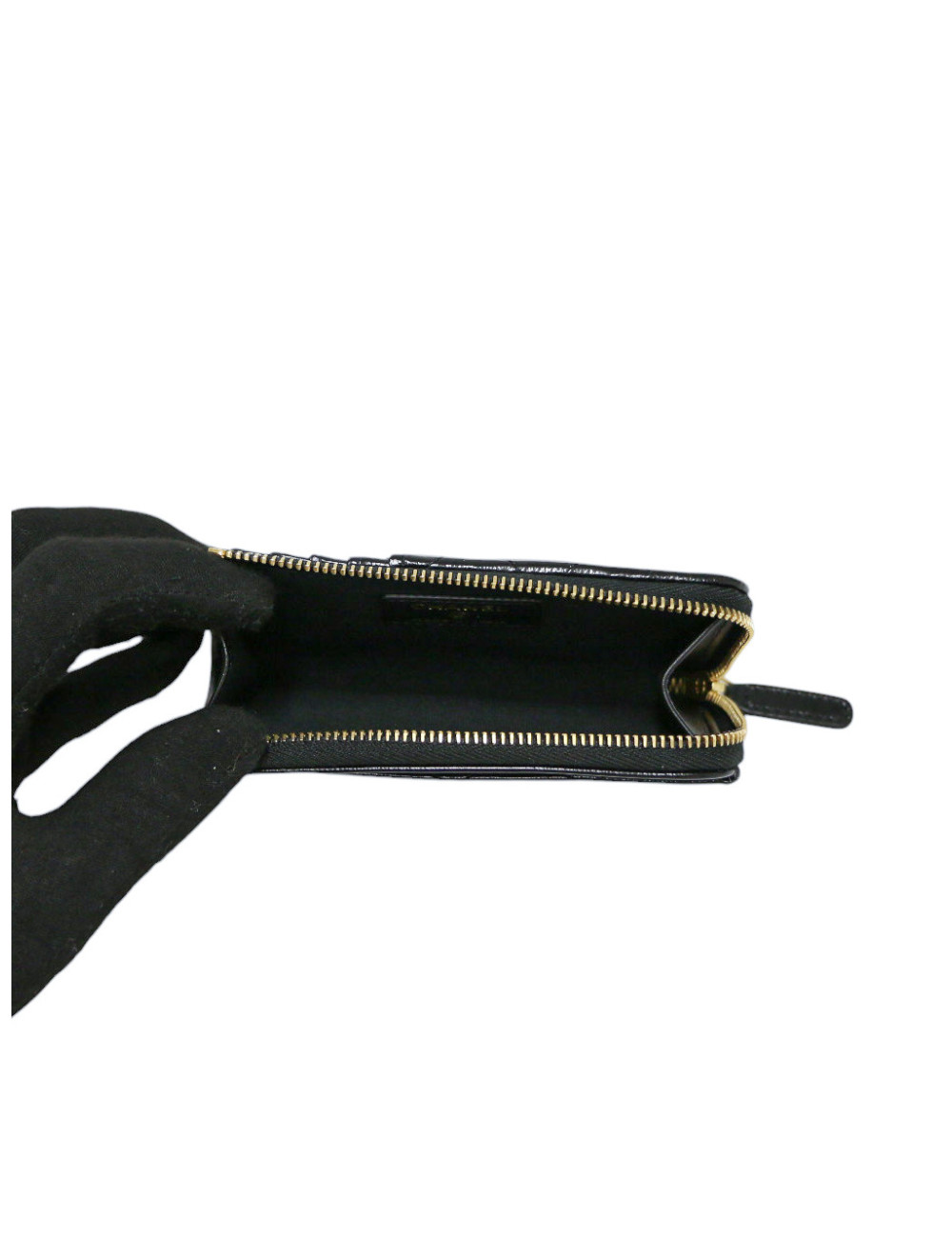 Porte cartes CHANEL noir semi brillant