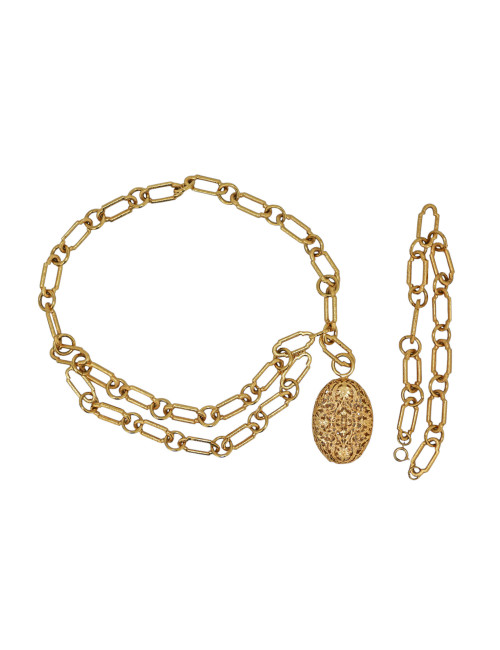 Parure CHANEL Ceinture ras de cou pendentif filigrane doré