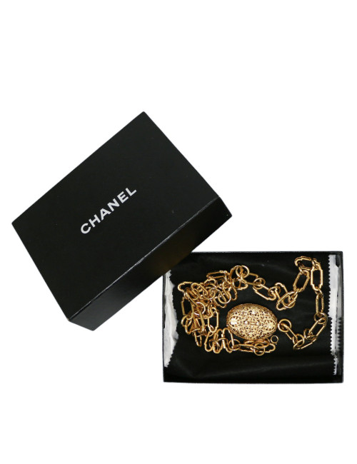 Parure CHANEL Ceinture ras de cou pendentif filigrane doré