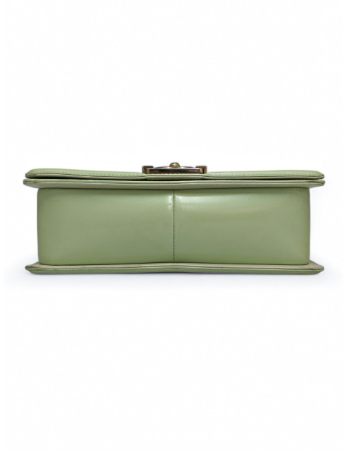 Sac CHANEL Boy vert d'eau verni